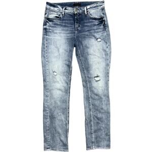 Silver Jeans Co Elyse Straight Light Wash Distressed Faded Size 29 x 29 Grunge